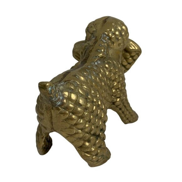 VTG Brass Poodle Figurine Dog Statue Handcrafted Detailed Home Decor Paperweight - Picture 3 of 8